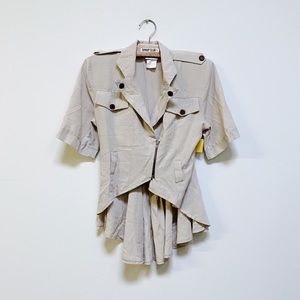 CARESSE PARIS vintage beige cinched waist jacket peblum style